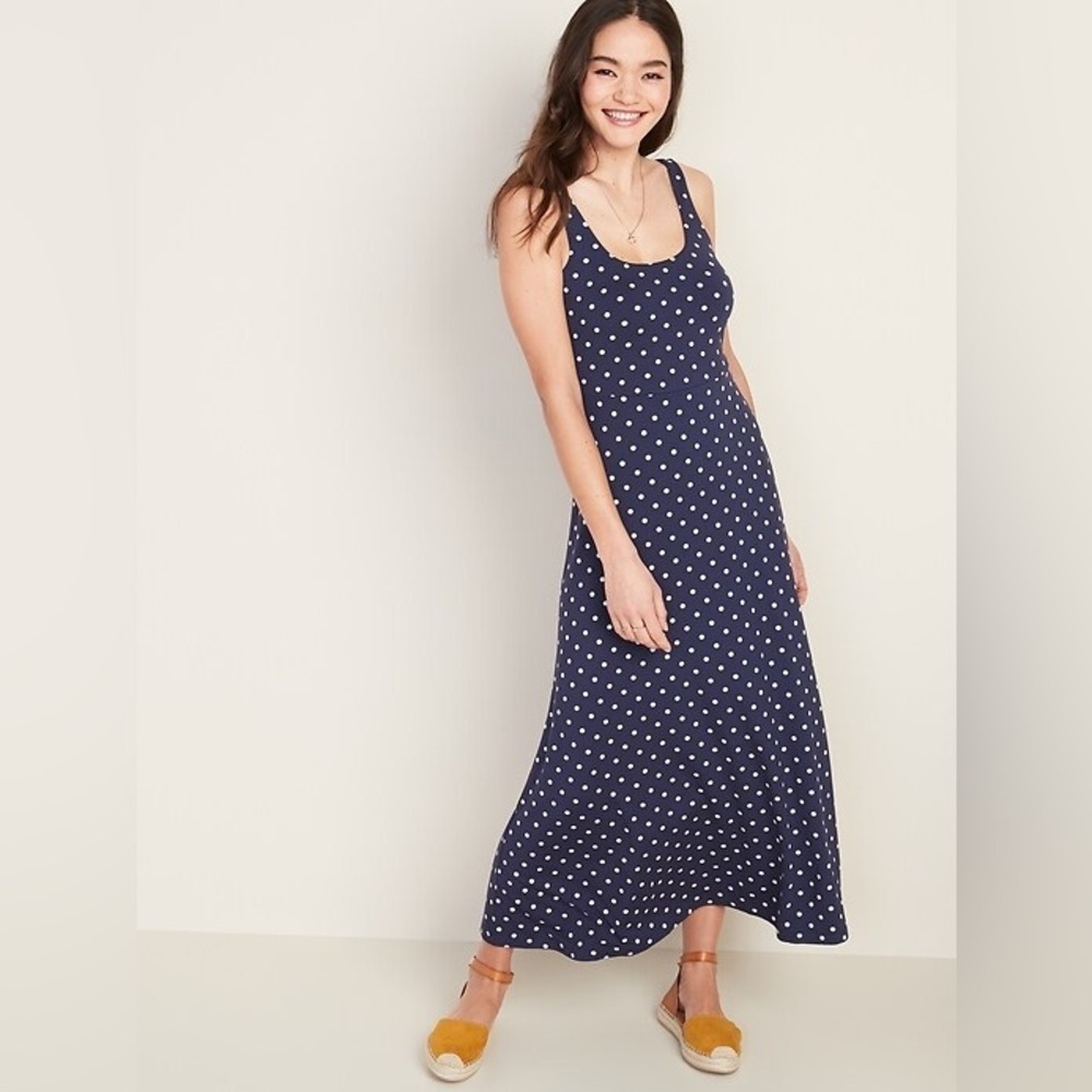 Old navy Navy polka dots  jersey Maxi dress M